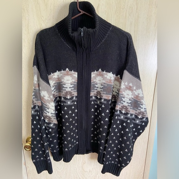 Vintage Clipper Mist Nordic Fair Isle Zip Up Sweater Made In USA Acrylic Sz XL - Picture 1 of 10
